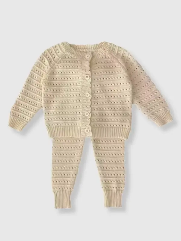 100% Cotton Knit Sweater Cardigan Striped Detail
