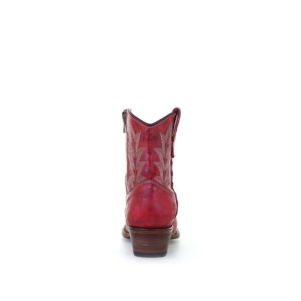 LD RED EMBROIDERY & ZIPPER ANKLE BOOT - L5704