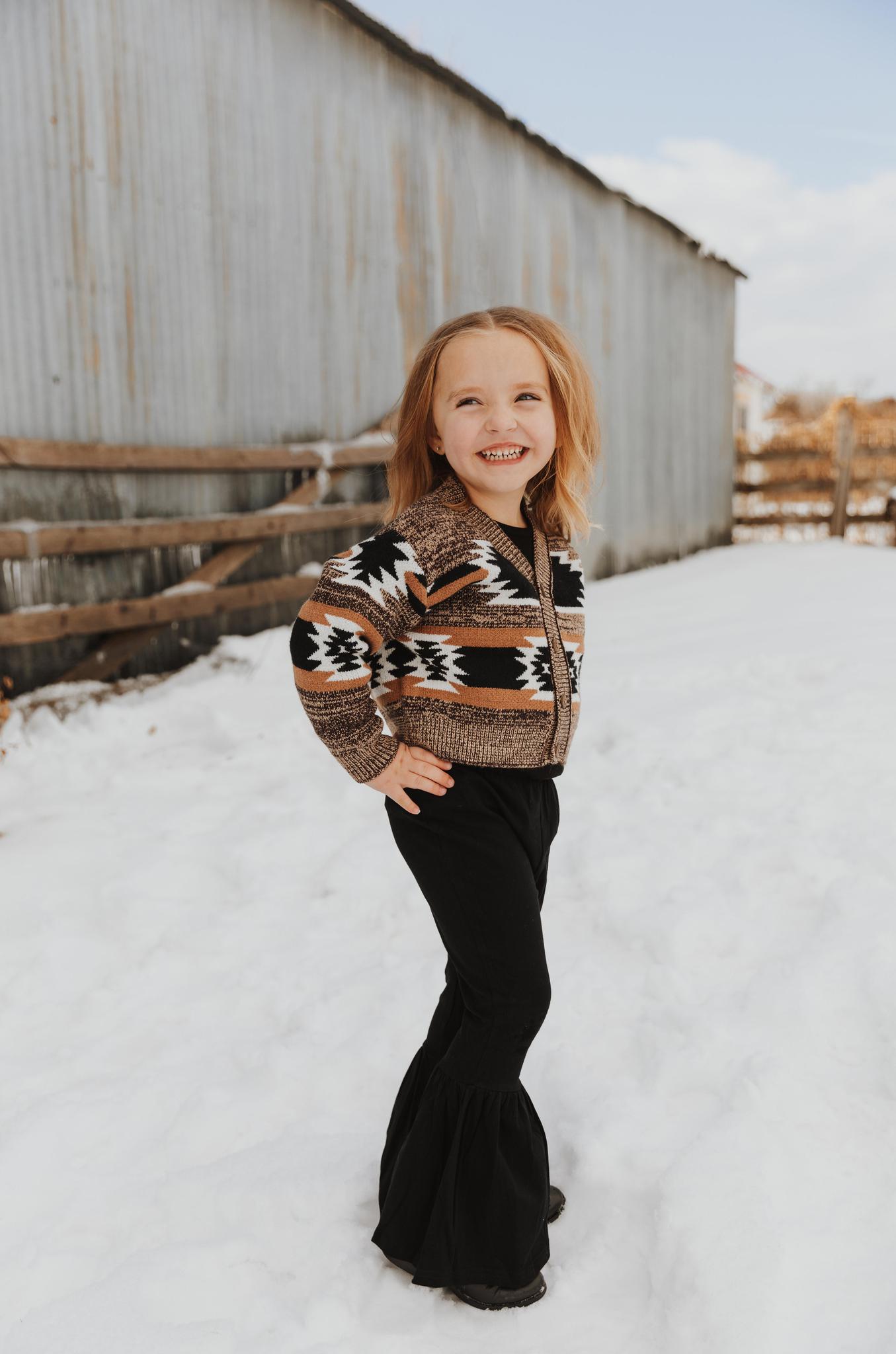 GIRLS BLACK BELL RUFFLE PANTS