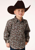BOYS L/S SHIRT AMARILLO SNAP ALLOVER PRINT 1218 PINE PAISLEY