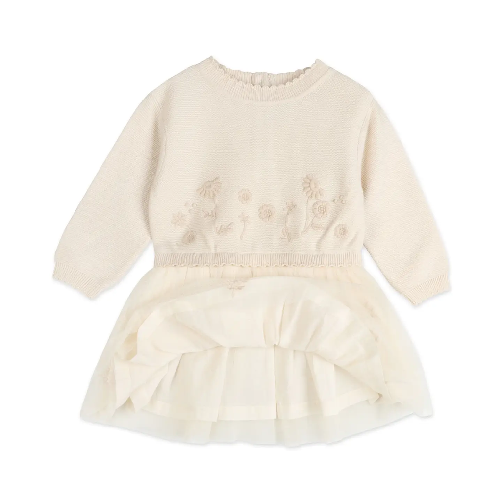 Clara Floral Knit Baby Tutu Dress (Organic Cotton)