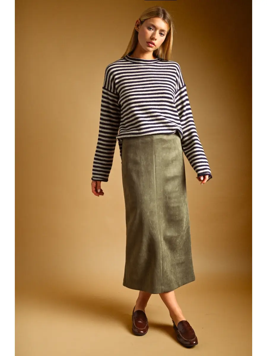 Suede Straight Skirt - PISTACHIO
