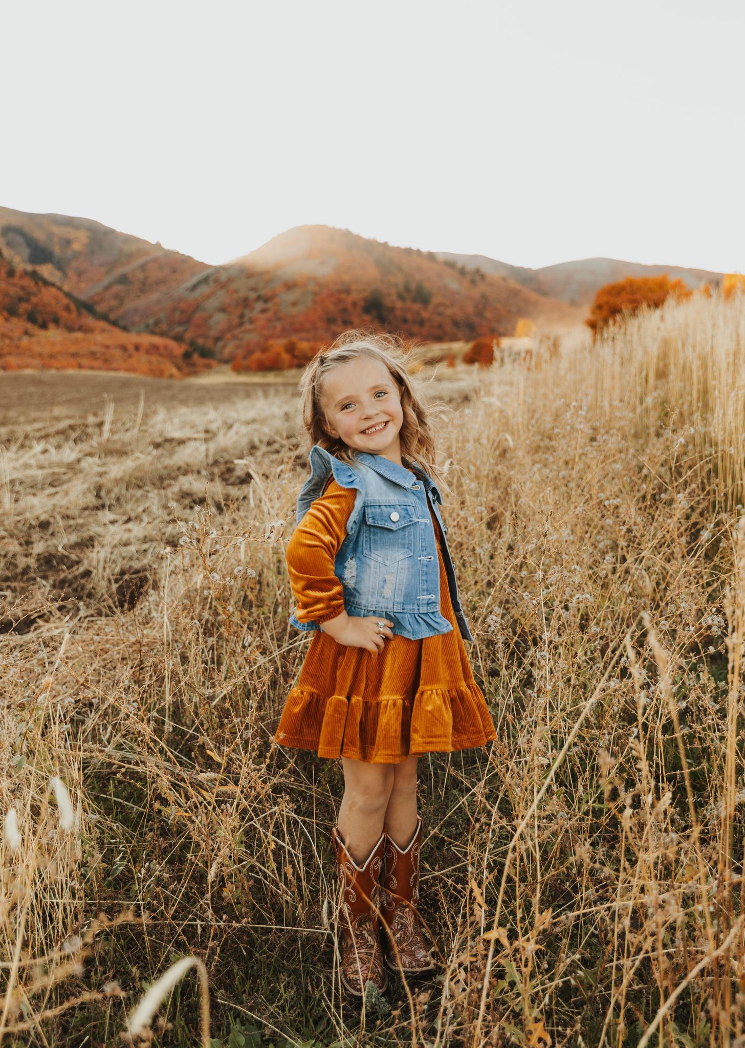 DENIM RUFFLE GIRL VEST