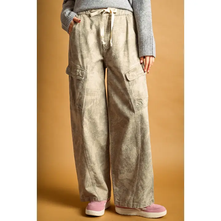 Brushed Print Cargo Pants