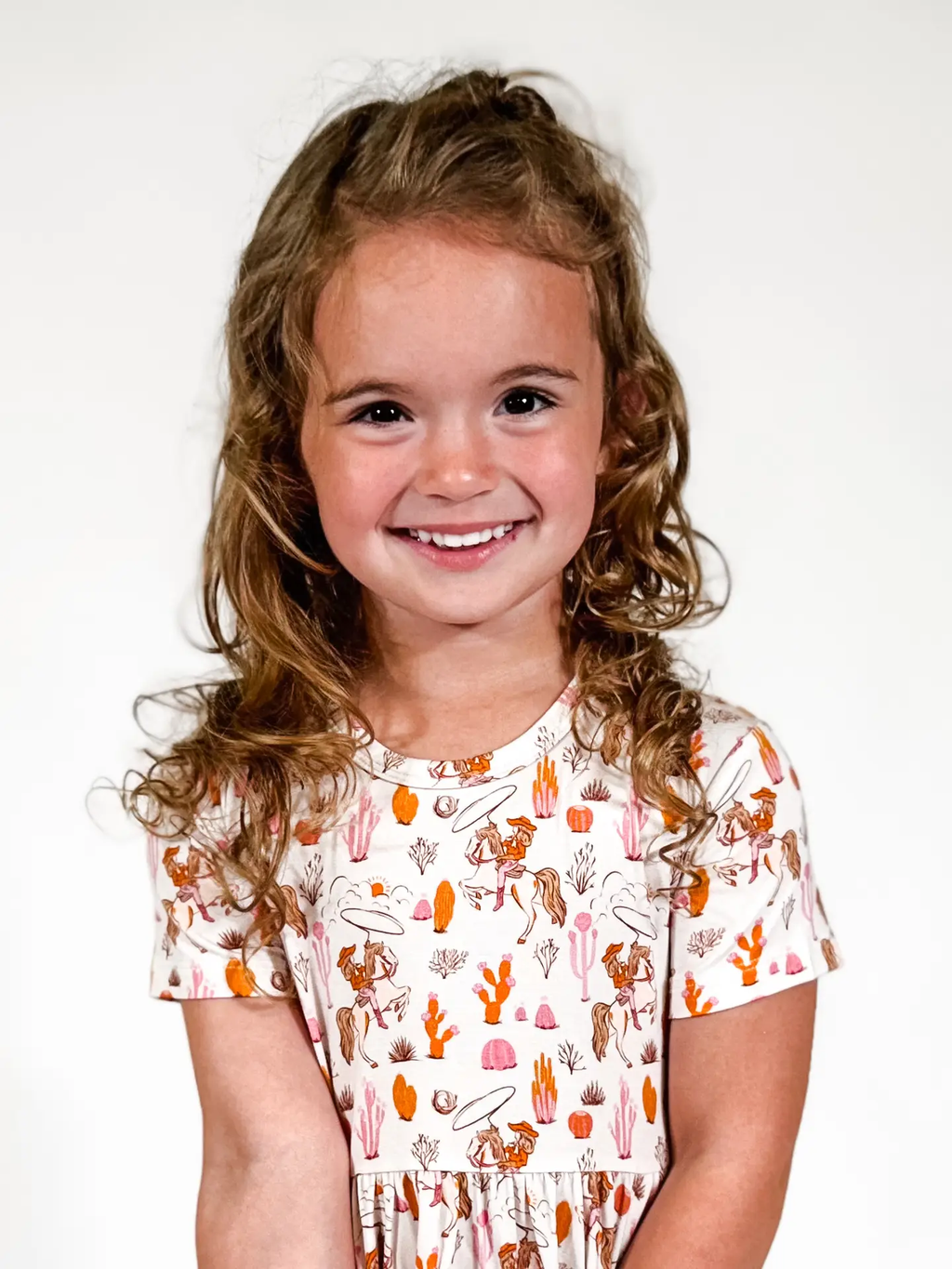 Saddle Up, Cowgirl Toile - Short Sleeve Dress