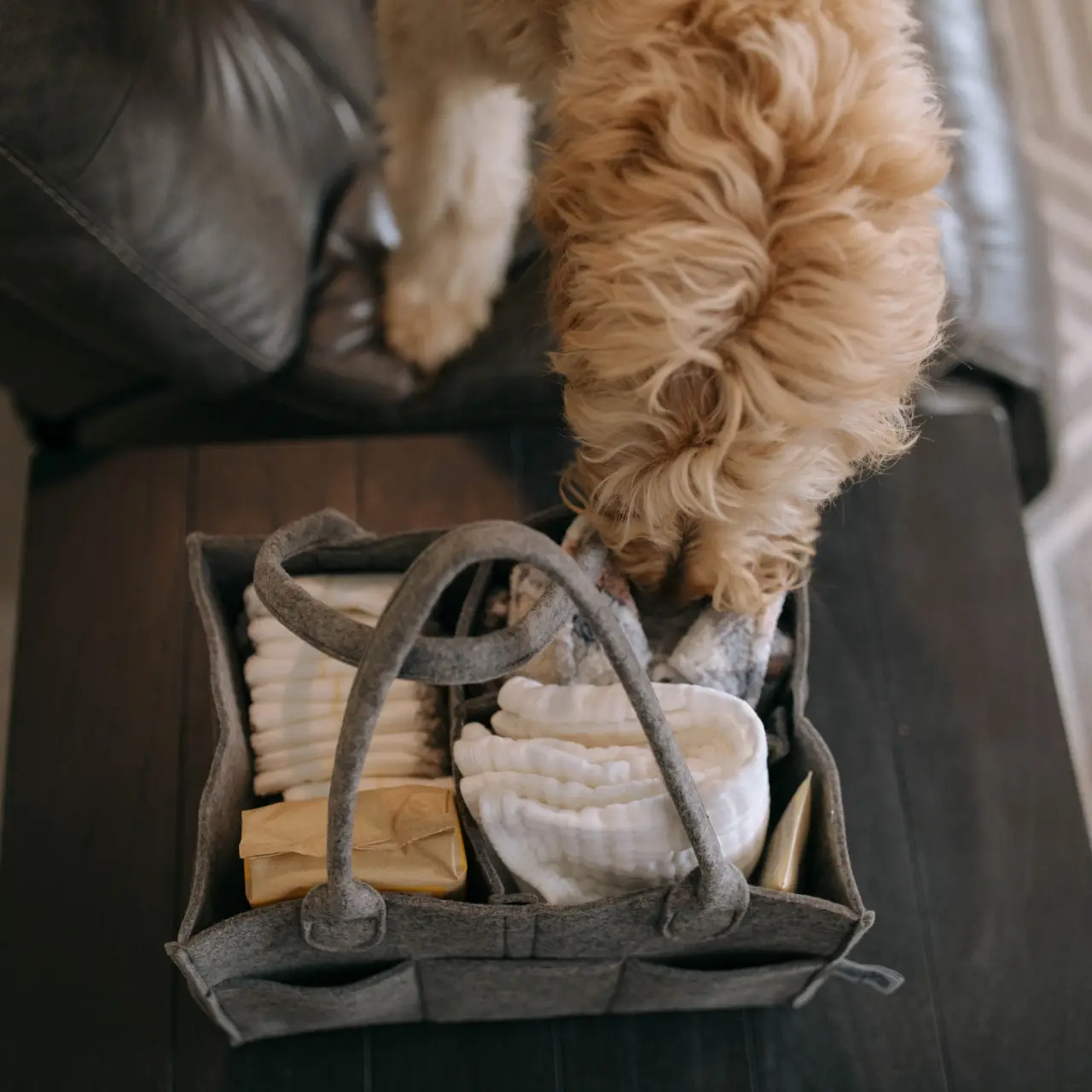 Diaper Caddy in Peppercorn