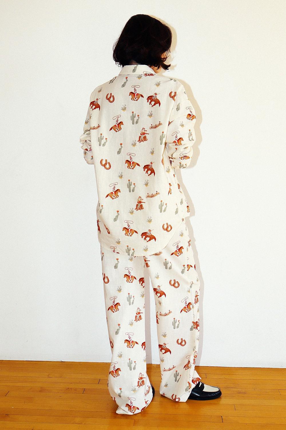 WESTERN PRINT BUTTON-UP TOP
