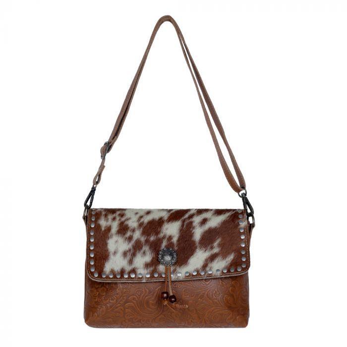 Myra Blossom etched Leather & Hair On Bag - S-3380