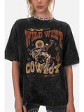 Wild West Cowboy Oversized Top - Mineral Black