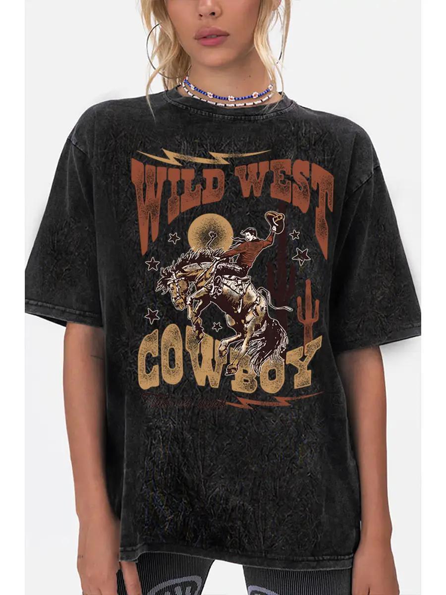 Wild West Cowboy Oversized Top - Mineral Black