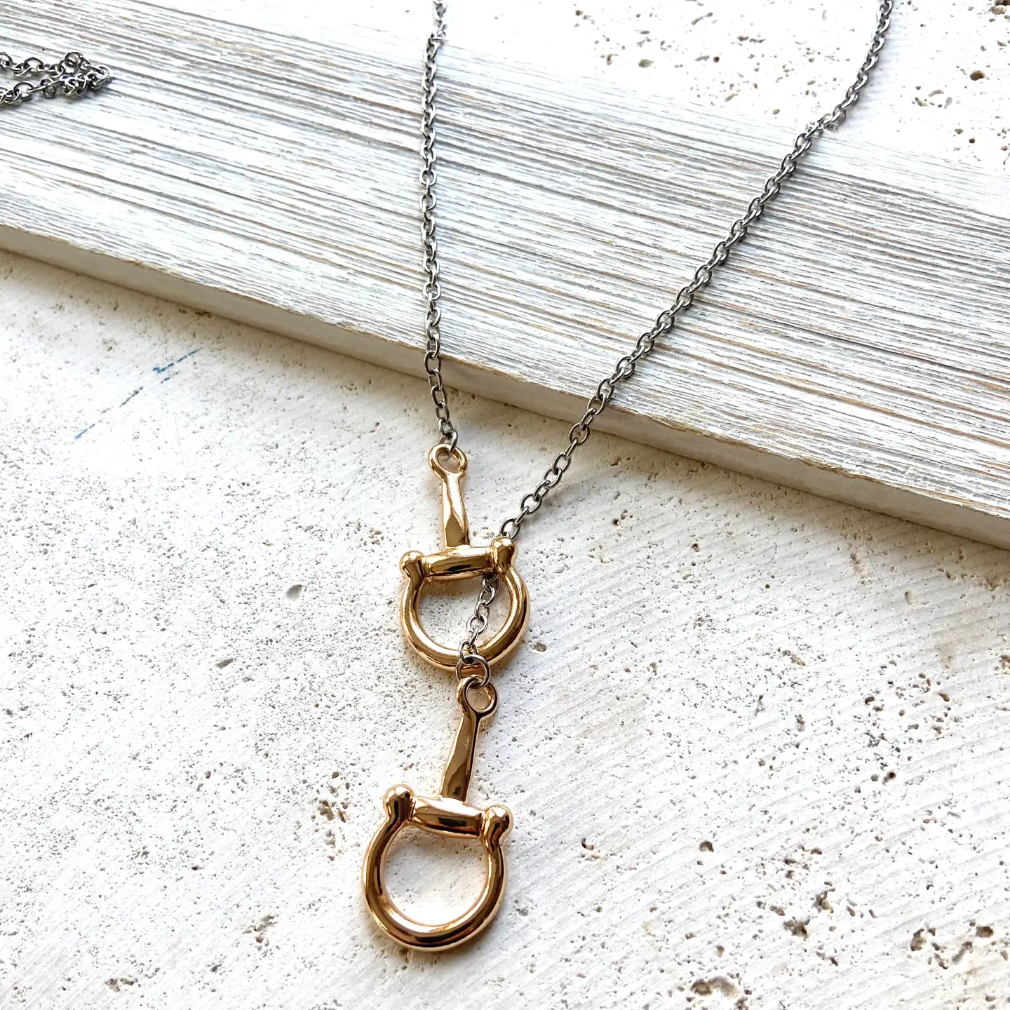 Horse Bit Necklace Equestrian Jewelry, Derby Stirrup