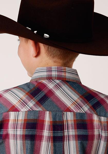 BOYS L/S SHIRT   PERFORMANCE Y/D PLAID SNAP  1259 HONOR PLAID