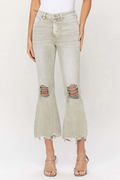 VINTAGE HIGH RISE CROP FLARE - MOSS GREEN