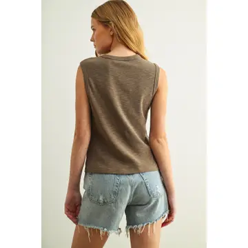 Sleeveless Cotton Top - Olive
