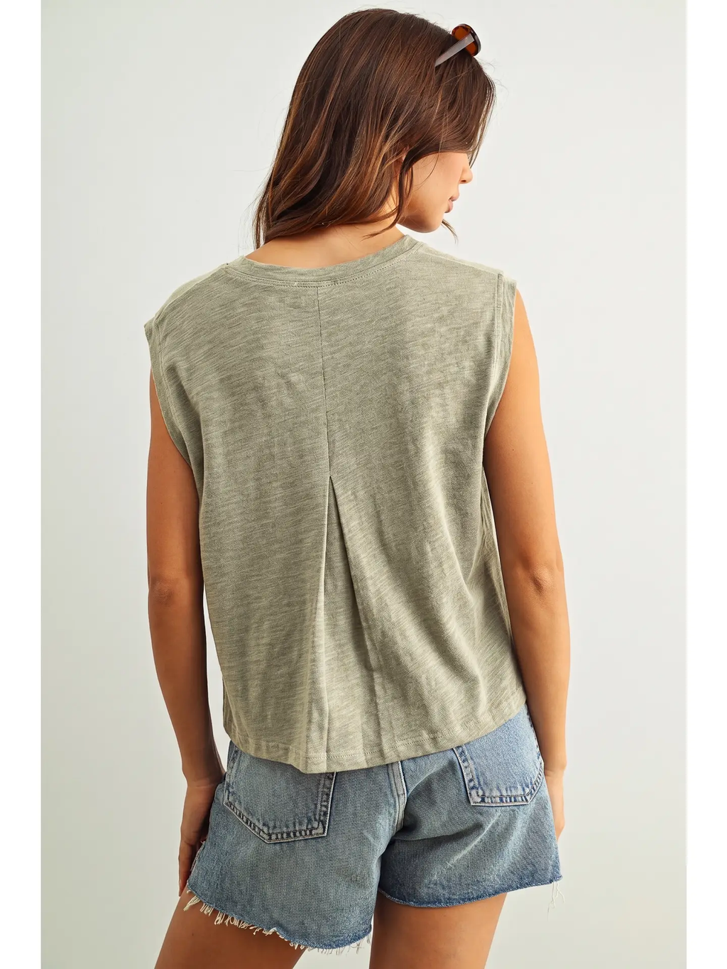Round Neck Slub Top - SAGE