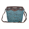 Myra Blue Blossoms Hand-Tooled Bag - S-3363