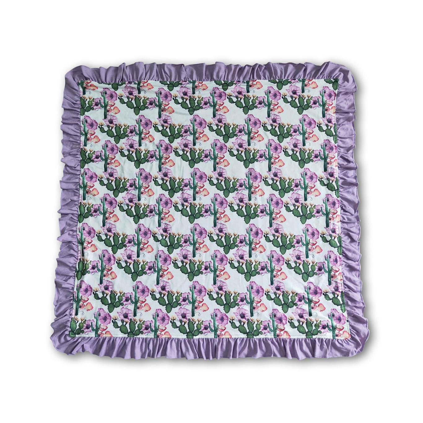 CACTUS LAVENDER FLORAL MINKY BLANKET