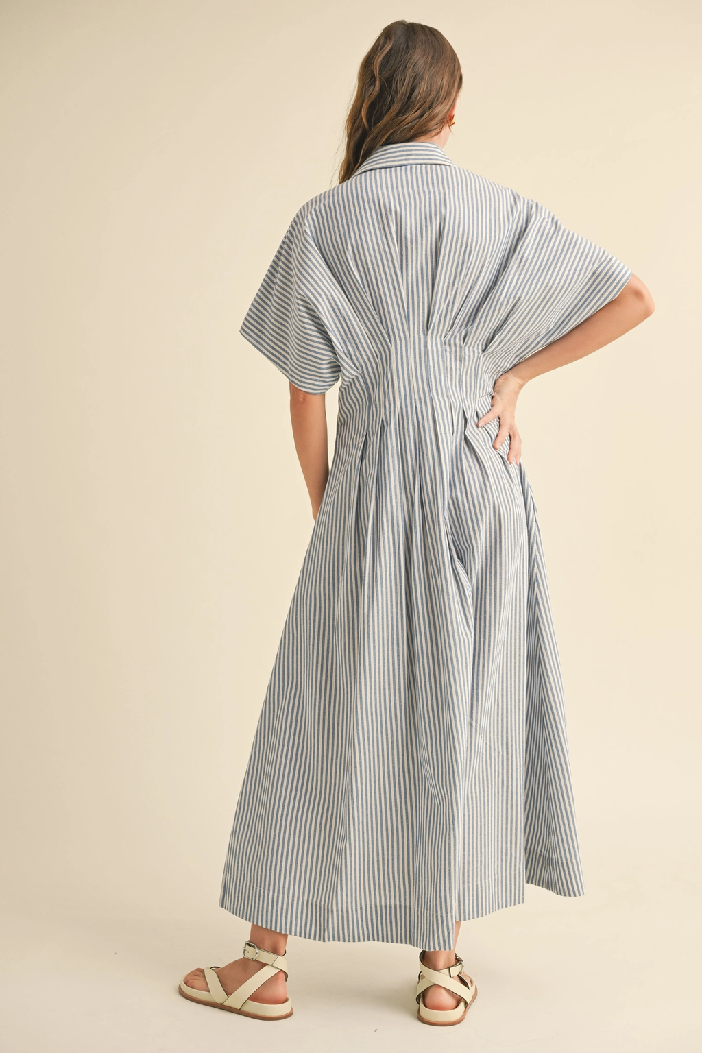 Striped Buttondown Shirt Dress - Blue Stripe