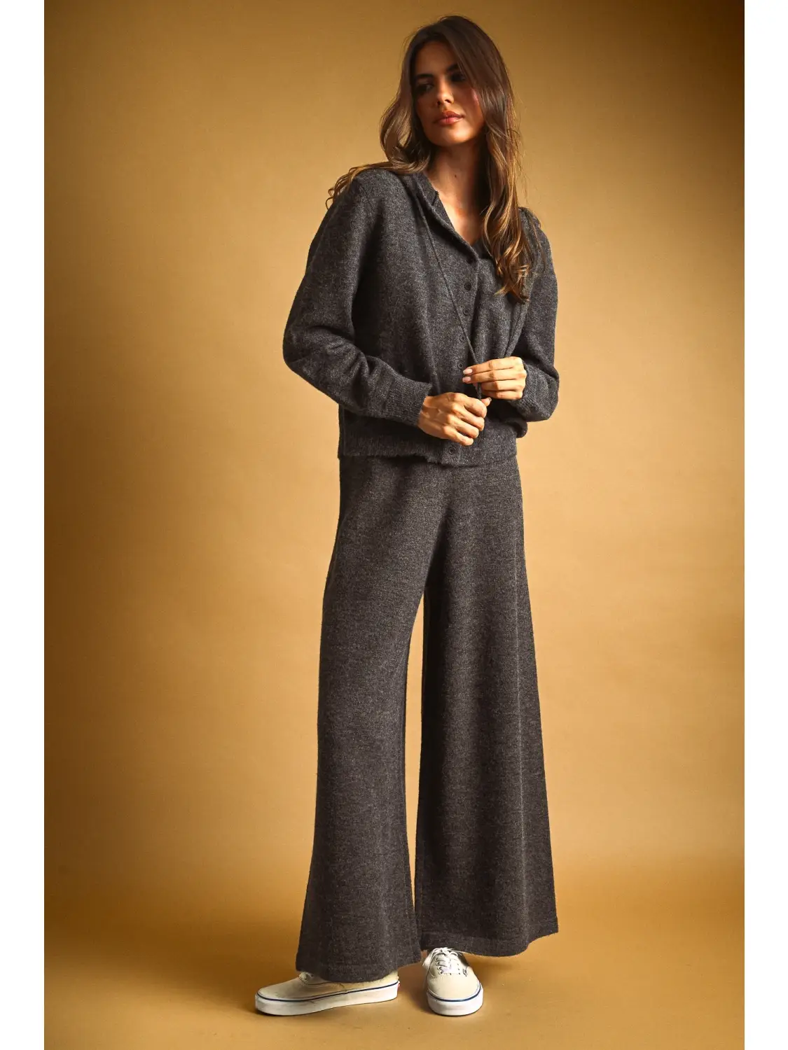Button Front Sweater Jacket with Hood