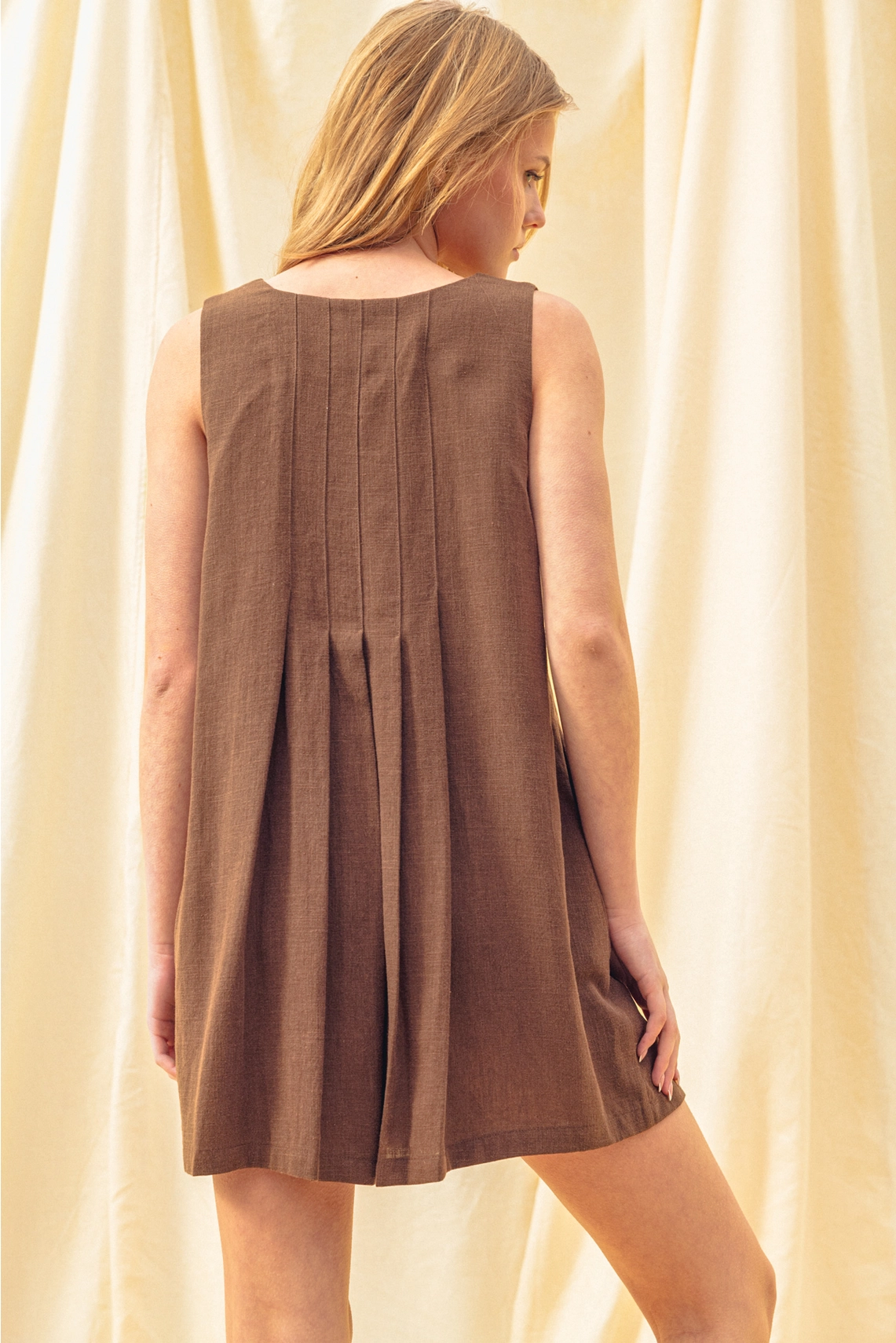 Pleated Front with Button Closure Romper