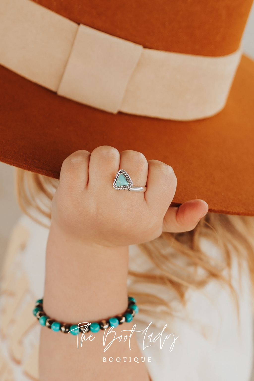 ADJUSTABLE TRIANGLE TURQUOISE STACKER RING