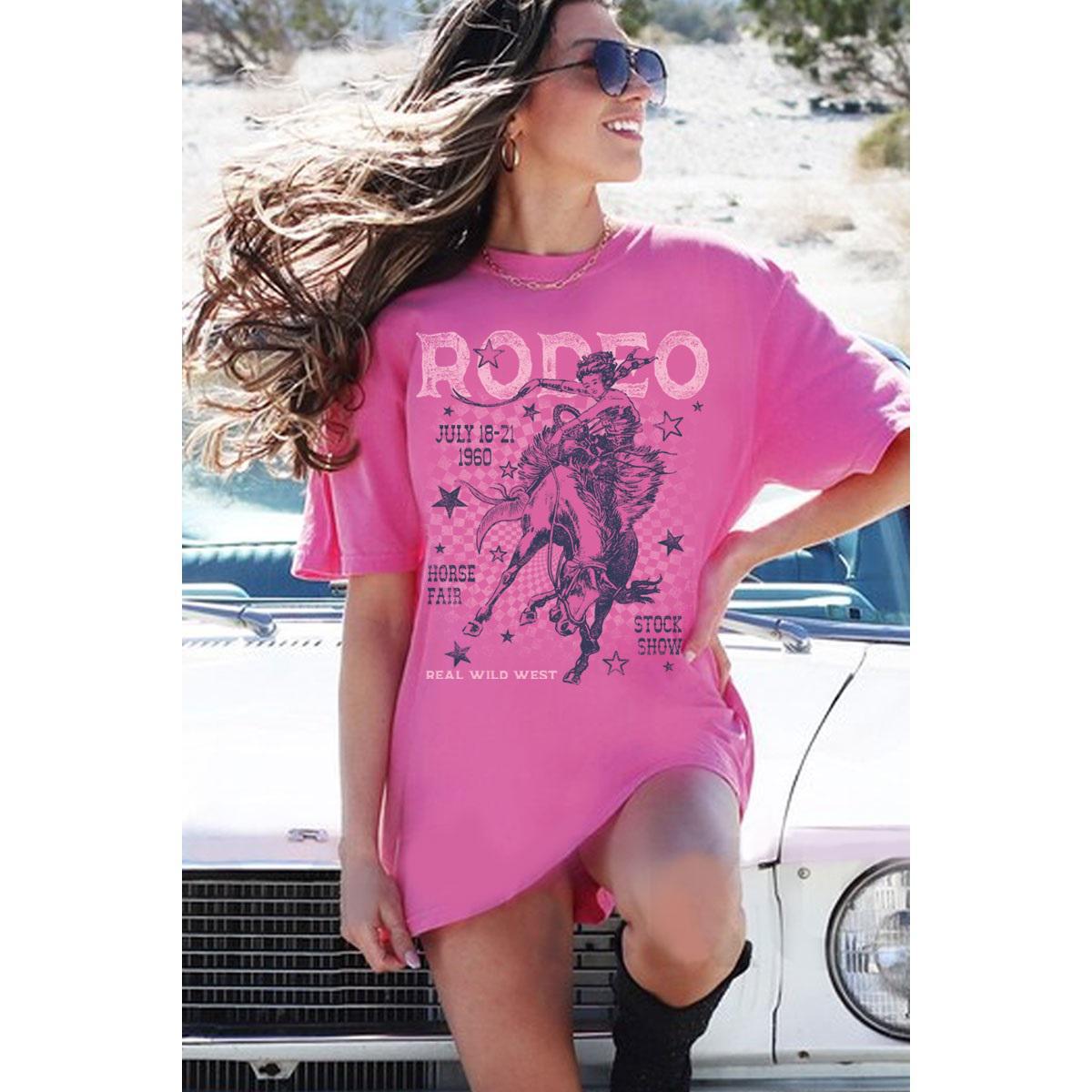 Rodeo Real Wild West Oversized Graphic Tee - Mineral Magenta