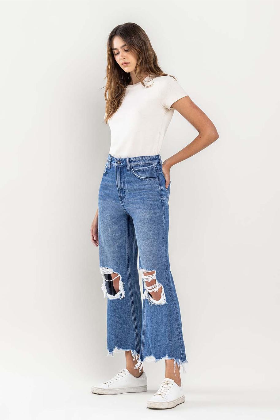 90's Vintage Super High Rise Crop Kick Flare