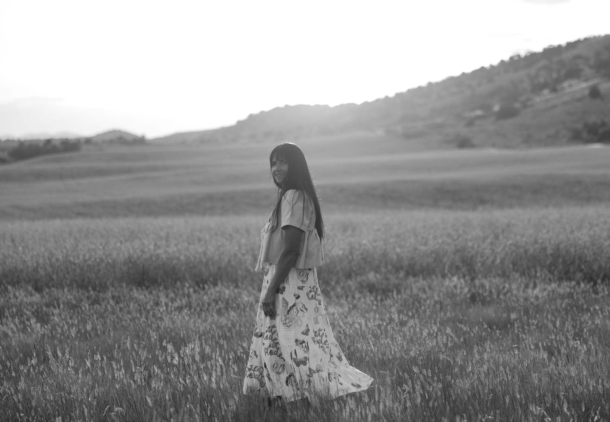 Western Print Dress - Cream