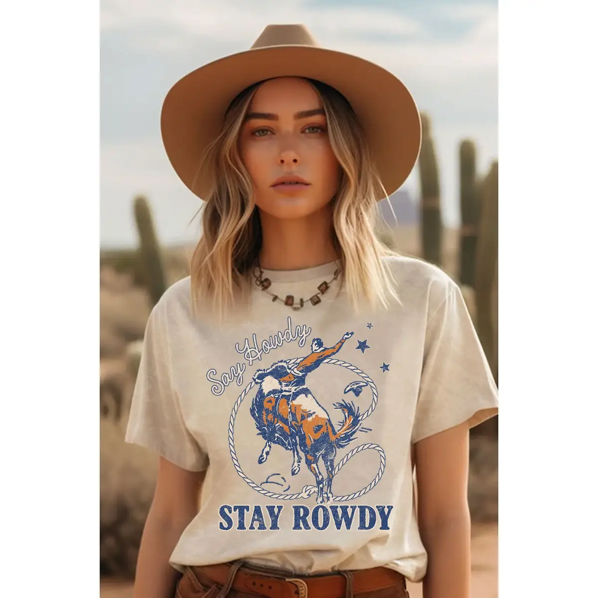 Say Howdy Mineral Graphic Top - Mineral Oatmeal
