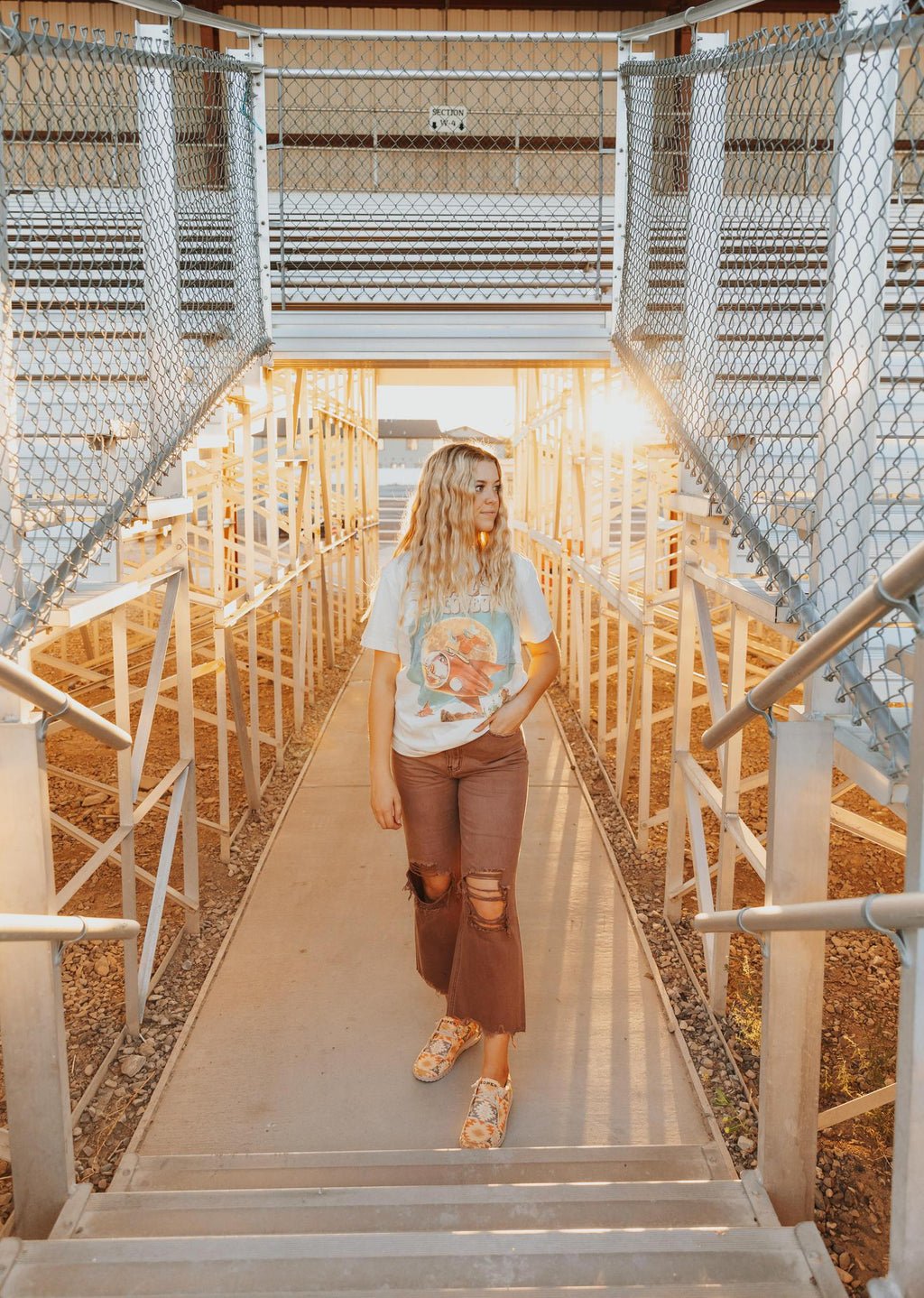 90'S VINTAGE CROP FLARE - AZTEC