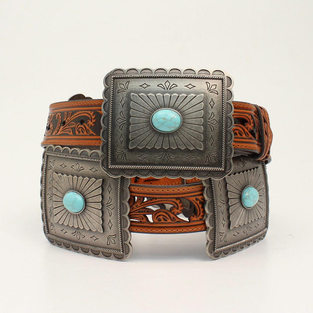 ARIAT 1 1/2" PIERCED RECTANGLE CONCHO TAN