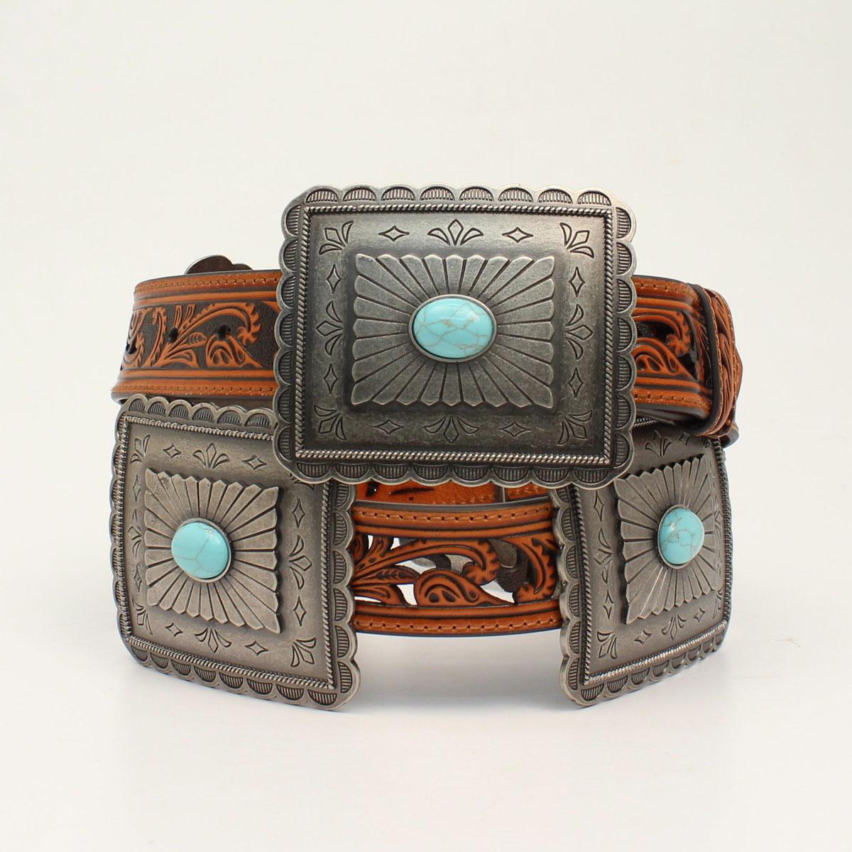 ARIAT 1 1/2" PIERCED RECTANGLE CONCHO TAN