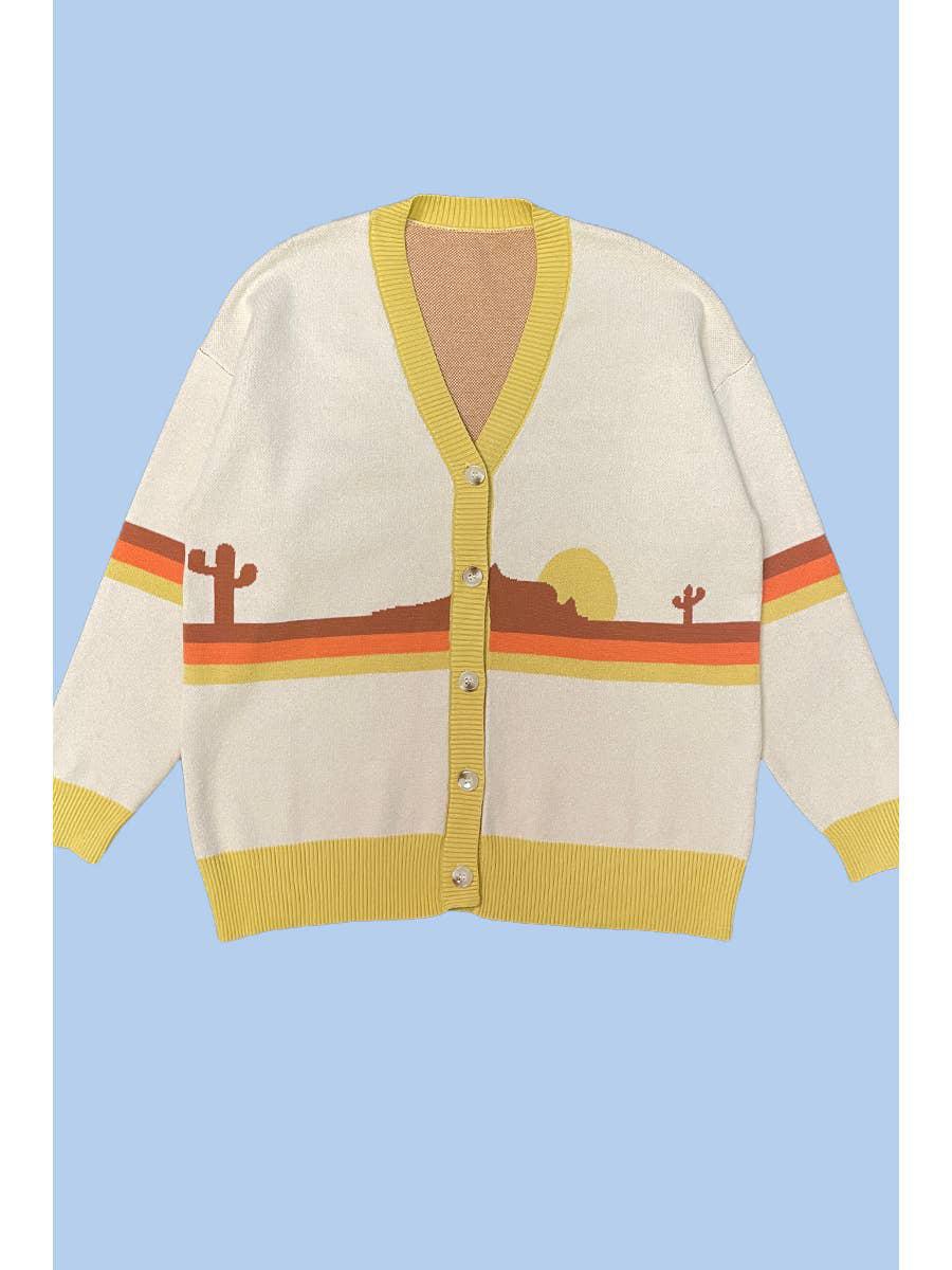 DESERT RETRO STRIPE CARDIGAN - CREAM MULTI