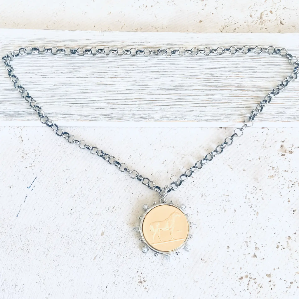 Horse Coin Necklace Equestrian Derby Jewelry
