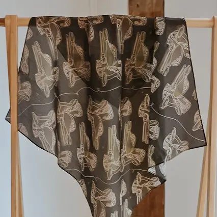 Western Saddle in Arena Brown Cowgirl Silk Scarf Wild Rag