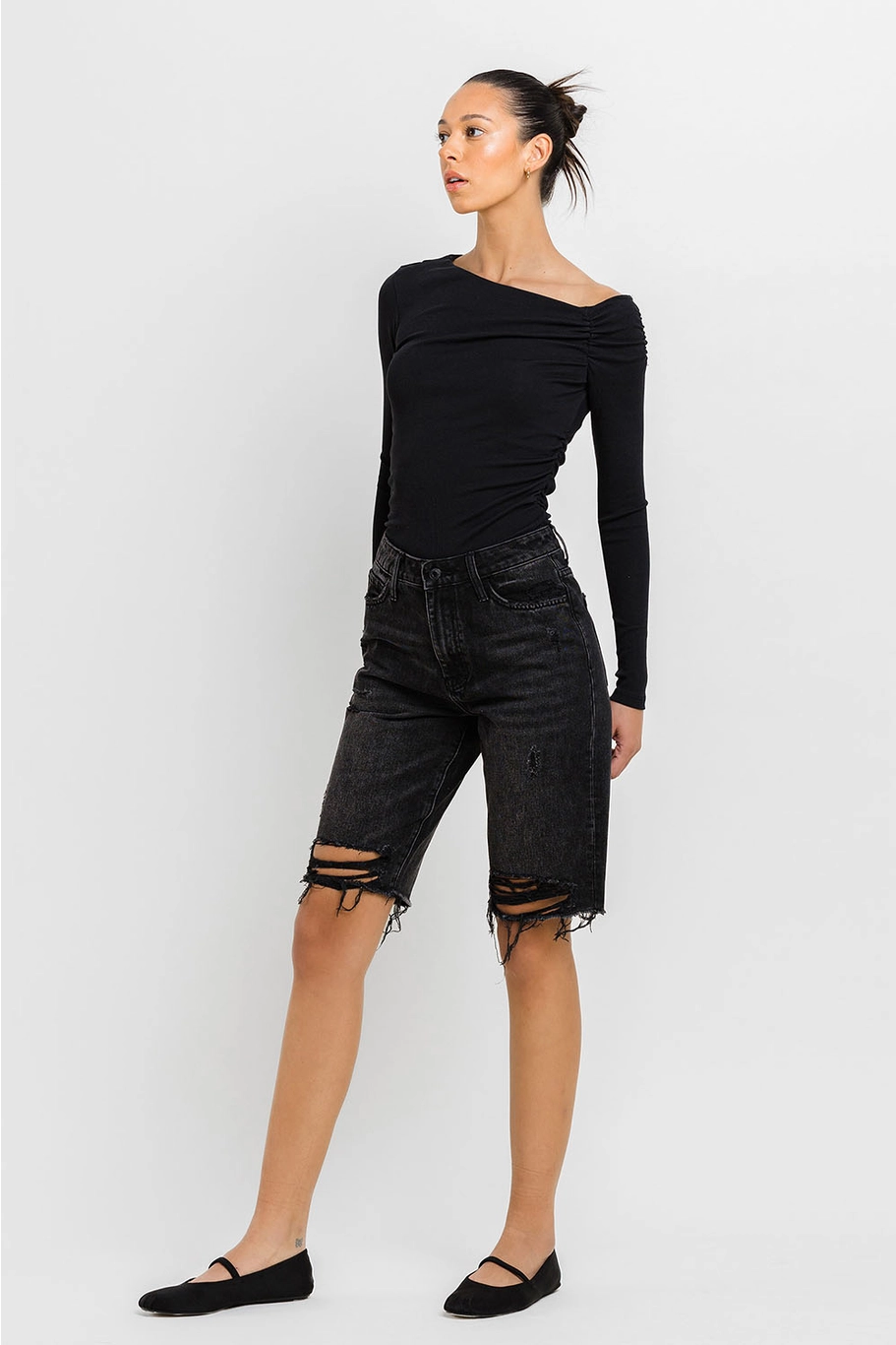 SUPER HIGH RISE BERMUDA RELAXED SHORTS | TAMMIE