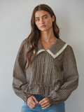 Woven Polyester Cotton Gingham Print Peplum Top