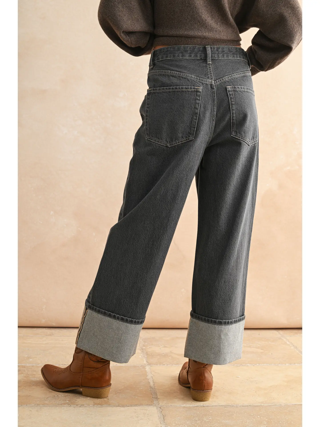 Cuffed Bottom Grey Wash Pants