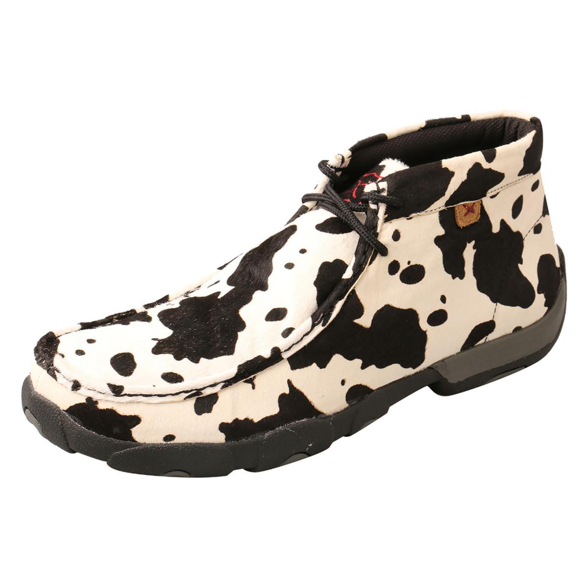 MENS CHUKKA DRIVING MOCCASINS - WHITE/BLACK MDM0081