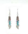 Navajo Handmade Kingman Turquoise Earrings-Allen Barney