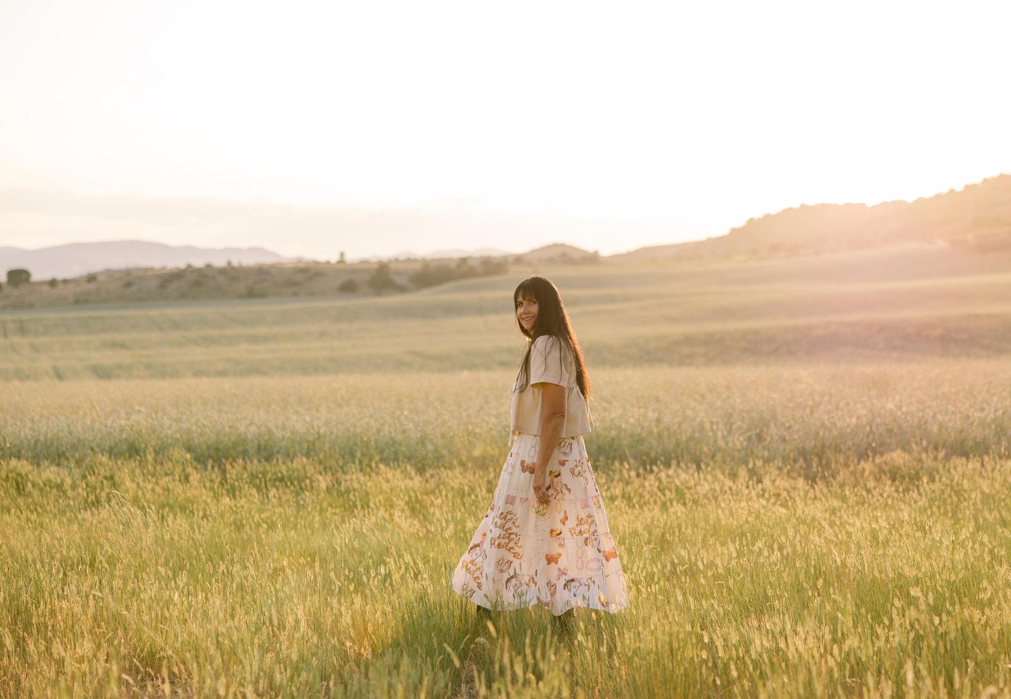 Western Print Dress - Cream