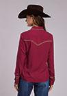 WOMENS L/S SHIRT   STETSON BASIC SOLIDS 3155 SOLID RAYON TWILL - WINE,