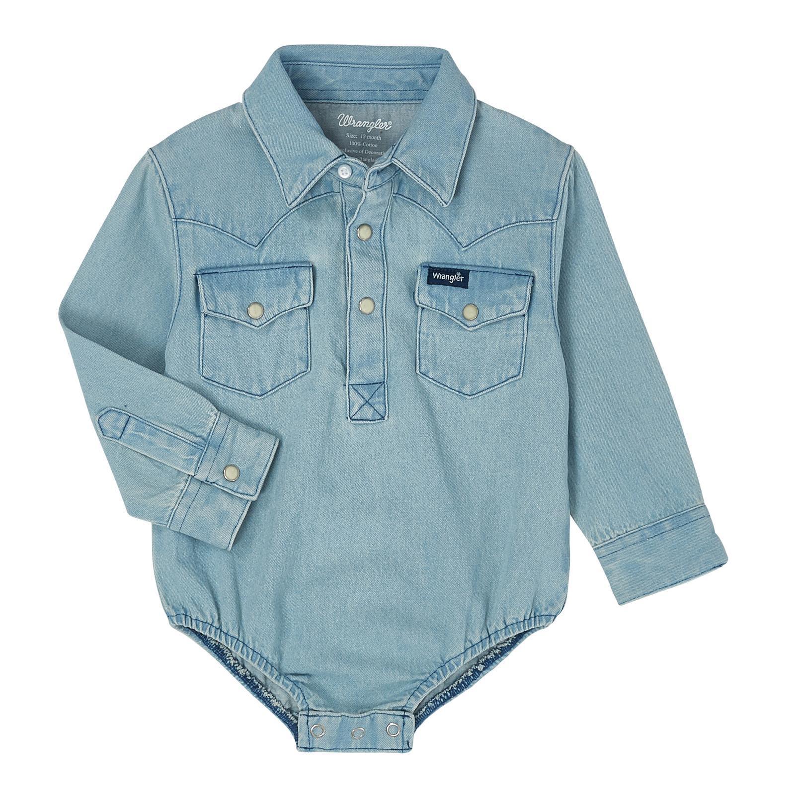Wrangler® Baby Long Sleeve Bodysuit - Faded Blue