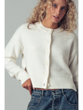 Relaxed Wool Blend Button-Up Cardigan - IVORY