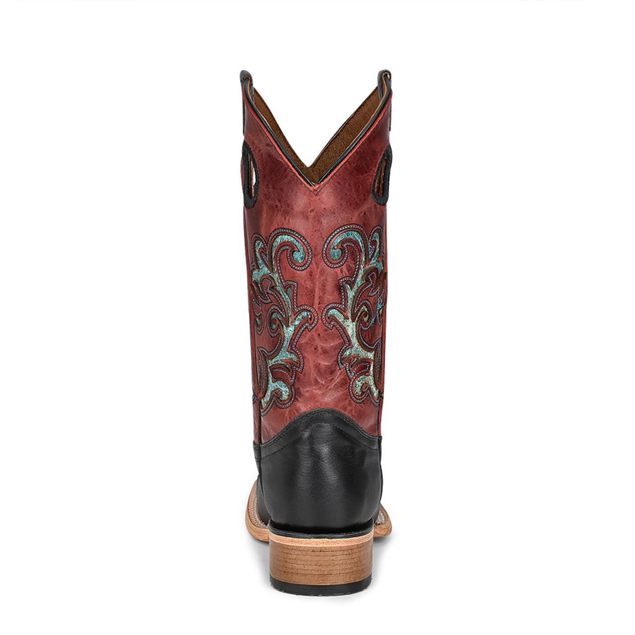 LD BLACK/RED INLAY & EMBROIDERY WIDE SQ. TOE L5909