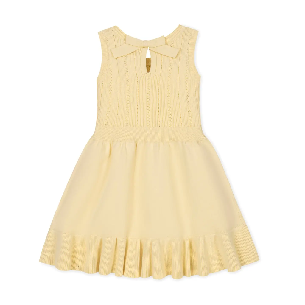 Organic Flounce Hem Sweater Dress - yellow