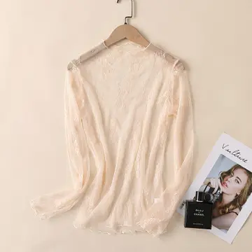 Long Sleeve Mesh Top - Cream