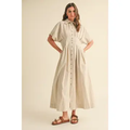 Striped Buttondown Shirt Dress - Tan Stripe