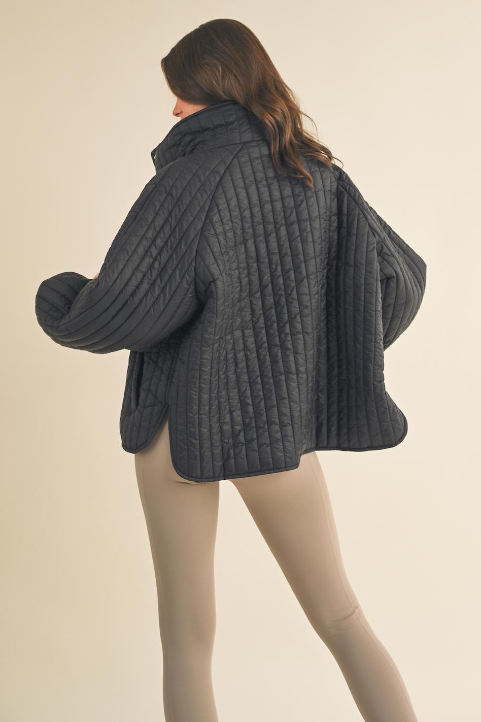 Black Classic Silhouette Quilted Jacket