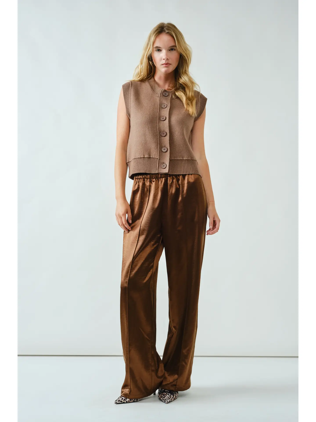 Super Soft Basic Vest Cardigan - TOFFEE